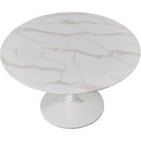  Meridian Holly 48" White Marble Veneer Top And Metal Base Dining Table IMAGE 3