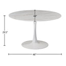  Meridian Holly 48" White Marble Veneer Top And Metal Base Dining Table IMAGE 4