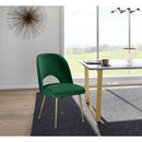  Color_Gold/ Green -- Logan Green Velvet Upholstered Dining Chair IMAGE 2