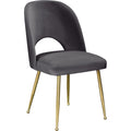  Color_Gold/ Grey -- Logan Grey Velvet Upholstered Dining Chair IMAGE 1
