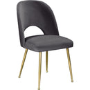  Color_Gold/ Grey -- Logan Grey Velvet Upholstered Dining Chair IMAGE 1