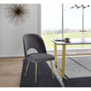  Color_Gold/ Grey -- Logan Grey Velvet Upholstered Dining Chair IMAGE 2