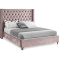  Color_Pink  Size_Full  -- Aiden Pink Velvet Upholstered Full Bed IMAGE 1