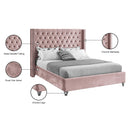 Meridian Aiden Pink Velvet Full Bed IMAGE 9