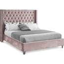  Color_Pink  Size_King  -- Aiden Pink Velvet Upholstered King Bed IMAGE 1