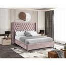  Color_Pink  Size_Queen  -- Aiden Pink Velvet Upholstered Queen Bed IMAGE 2