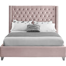  Color_Pink  Size_Queen  -- Aiden Pink Velvet Upholstered Queen Bed IMAGE 3