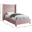  Color_Pink  Size_Twin  -- Aiden Pink Velvet Upholstered Twin Bed IMAGE 4