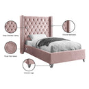  Color_Pink  Size_Twin  -- Aiden Pink Velvet Upholstered Twin Bed IMAGE 5
