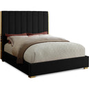  Color_Black/ Gold  Size_Full  -- Meridian Becca Upholstered Panel Bed IMAGE 1
