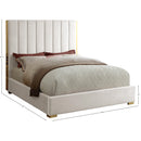  Color_Cream/ Gold  Size_Full  -- Becca Cream Velvet Upholstered Full Bed IMAGE 3