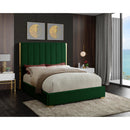  Color_Gold/ Green  Size_Full  -- Becca Green Velvet Upholstered Full Bed IMAGE 2