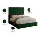  Color_Gold/ Green  Size_Full  -- Becca Green Velvet Upholstered Full Bed IMAGE 4