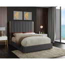  Color_Gold/ Grey  Size_Full  -- Becca Grey Velvet Upholstered Full Bed IMAGE 2