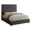  Color_Gold/ Grey  Size_Full  -- Becca Grey Velvet Upholstered Full Bed IMAGE 3