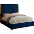  Color_Gold/ Navy  Size_Full  -- Becca Navy Velvet Upholstered Full Bed IMAGE 1