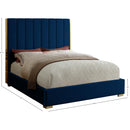  Color_Gold/ Navy  Size_Full  -- Becca Navy Velvet Upholstered Full Bed IMAGE 3