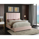  Color_Gold/ Pink  Size_Full  -- Becca Pink Velvet Upholstered Full Bed IMAGE 2