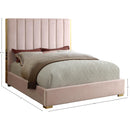  Color_Gold/ Pink  Size_Full  -- Becca Pink Velvet Upholstered Full Bed IMAGE 3