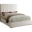  Color_Cream/ Gold  Size_King  -- Becca Cream Velvet Upholstered King Bed IMAGE 1