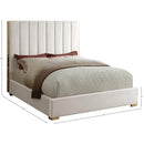  Color_Cream/ Gold  Size_King  -- Becca Cream Velvet Upholstered King Bed IMAGE 3