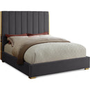  Color_Gold/ Grey  Size_King  -- Becca Grey Velvet Upholstered King Bed IMAGE 1