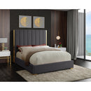  Color_Gold/ Grey  Size_King  -- Becca Grey Velvet Upholstered King Bed IMAGE 2