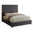 Meridian Becca Grey Velvet King Bed IMAGE 3