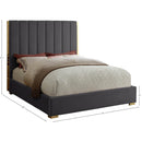  Color_Gold/ Grey  Size_King  -- Becca Grey Velvet Upholstered King Bed IMAGE 3