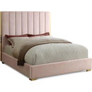  Color_Gold/ Pink  Size_King  -- Becca Pink Velvet Upholstered King Bed IMAGE 1
