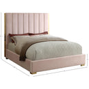  Color_Gold/ Pink  Size_King  -- Becca Pink Velvet Upholstered King Bed IMAGE 3