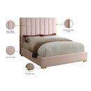Meridian Becca Pink Velvet King Bed IMAGE 4
