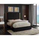  Color_Black/ Gold  Size_Queen  -- Becca Black Velvet Upholstered Queen Bed IMAGE 2