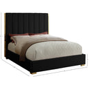  Color_Black/ Gold  Size_Queen  -- Becca Black Velvet Upholstered Queen Bed IMAGE 3