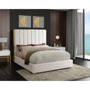  Color_Cream/ Gold  Size_Queen  -- Becca Cream Velvet Upholstered Queen Bed IMAGE 2