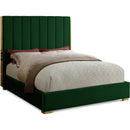  Color_Gold/ Green  Size_Queen  -- Becca Green Velvet Upholstered Queen Bed IMAGE 1