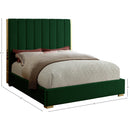  Color_Gold/ Green  Size_Queen  -- Becca Green Velvet Upholstered Queen Bed IMAGE 3