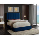  Color_Gold/ Navy  Size_Queen  -- Becca Navy Velvet Upholstered Queen Bed IMAGE 2