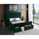  Color_Green  Size_Full  -- Bliss Green Velvet Upholstered Full Bed IMAGE 4