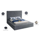 Meridian Bliss Grey Velvet Full Bed (3 Boxes) IMAGE 11