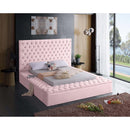  Color_Pink  Size_Full  -- Bliss Pink Velvet Upholstered Full Bed IMAGE 3
