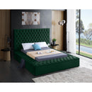  Color_Green  Size_King  -- Bliss Green Velvet Upholstered King Bed IMAGE 3
