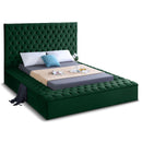  Color_Green  Size_Queen  -- Bliss Green Velvet Upholstered Queen Bed IMAGE 1