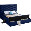  Color_Navy  Size_Queen  -- Bliss Navy Velvet Upholstered Queen Bed IMAGE 2