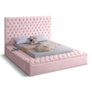  Color_Pink  Size_Queen  -- Bliss Pink Velvet Upholstered Queen Bed IMAGE 1