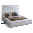  Color_White  Size_Queen  -- Bliss White Velvet Upholstered Queen Bed IMAGE 1