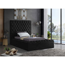  Color_Black  Size_Twin  -- Bliss Black Velvet Upholstered Twin Bed IMAGE 3