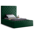  Color_Green Size_Twin -- Bliss Green Velvet Upholstered Twin Bed IMAGE 1