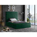  Color_Green  Size_Twin  -- Bliss Green Velvet Upholstered Twin Bed IMAGE 3