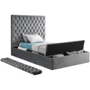  Color_Grey  Size_Twin  -- Bliss Grey Velvet Upholstered Twin Bed IMAGE 2